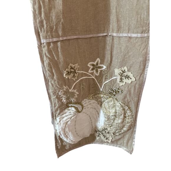 Harvest Thanksgiving fall linen runner Entry Table feast beaded embroidered - Picture 1 of 4